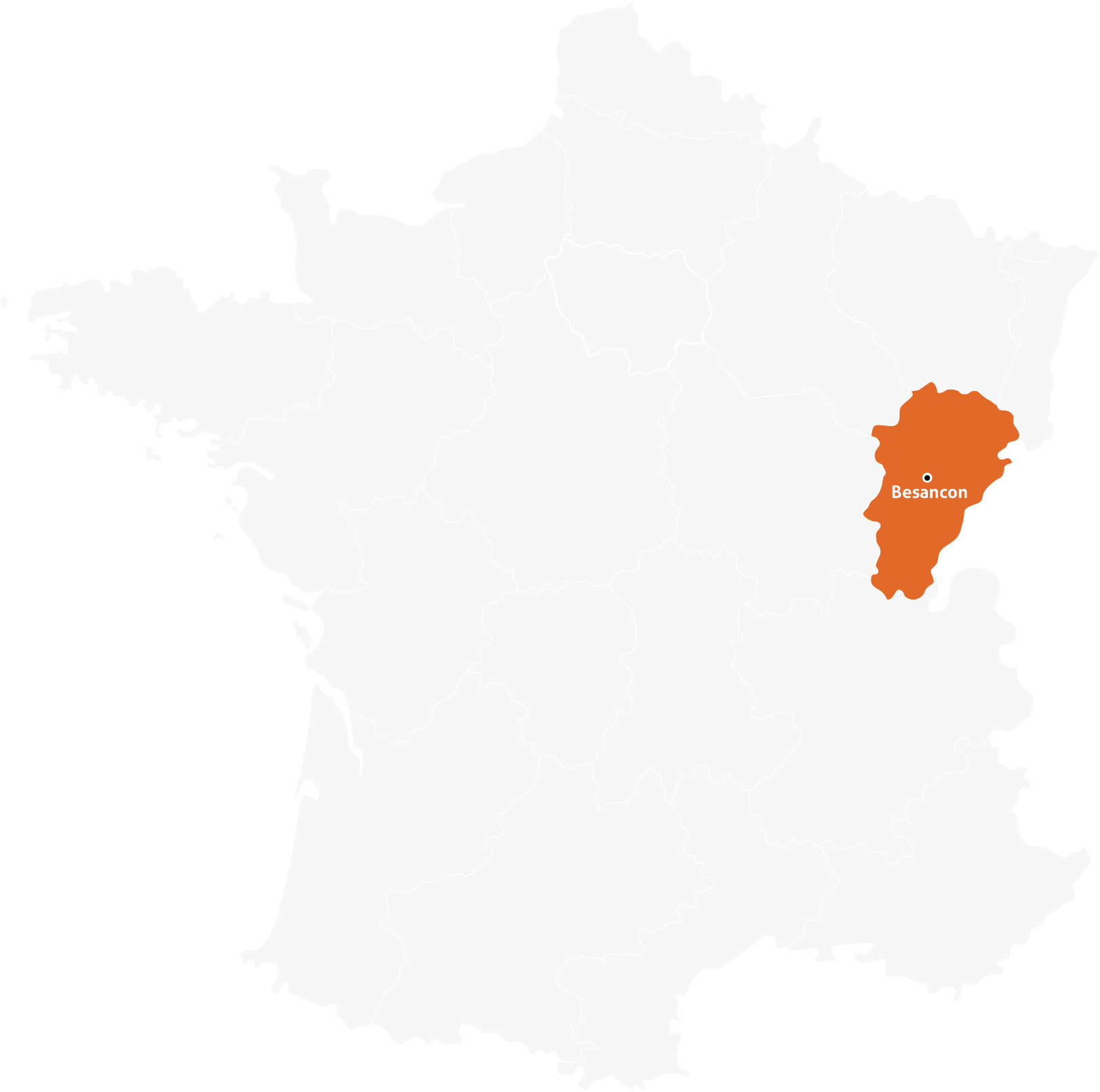 Map de l'implantation de Façades Bisontines en Franche-Comté